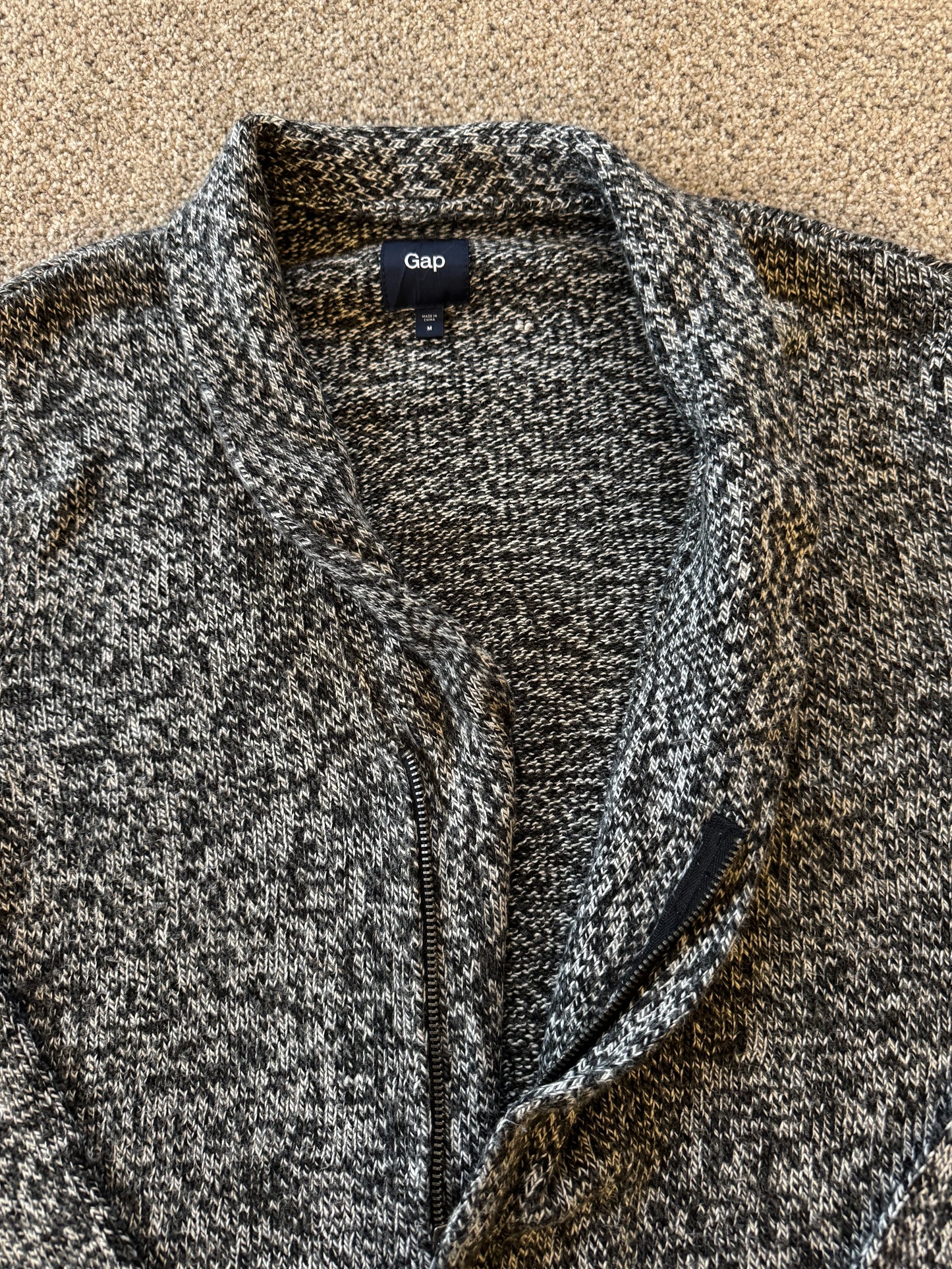 Woman's Medium Gap Grey Knitted Zip Up Jumper