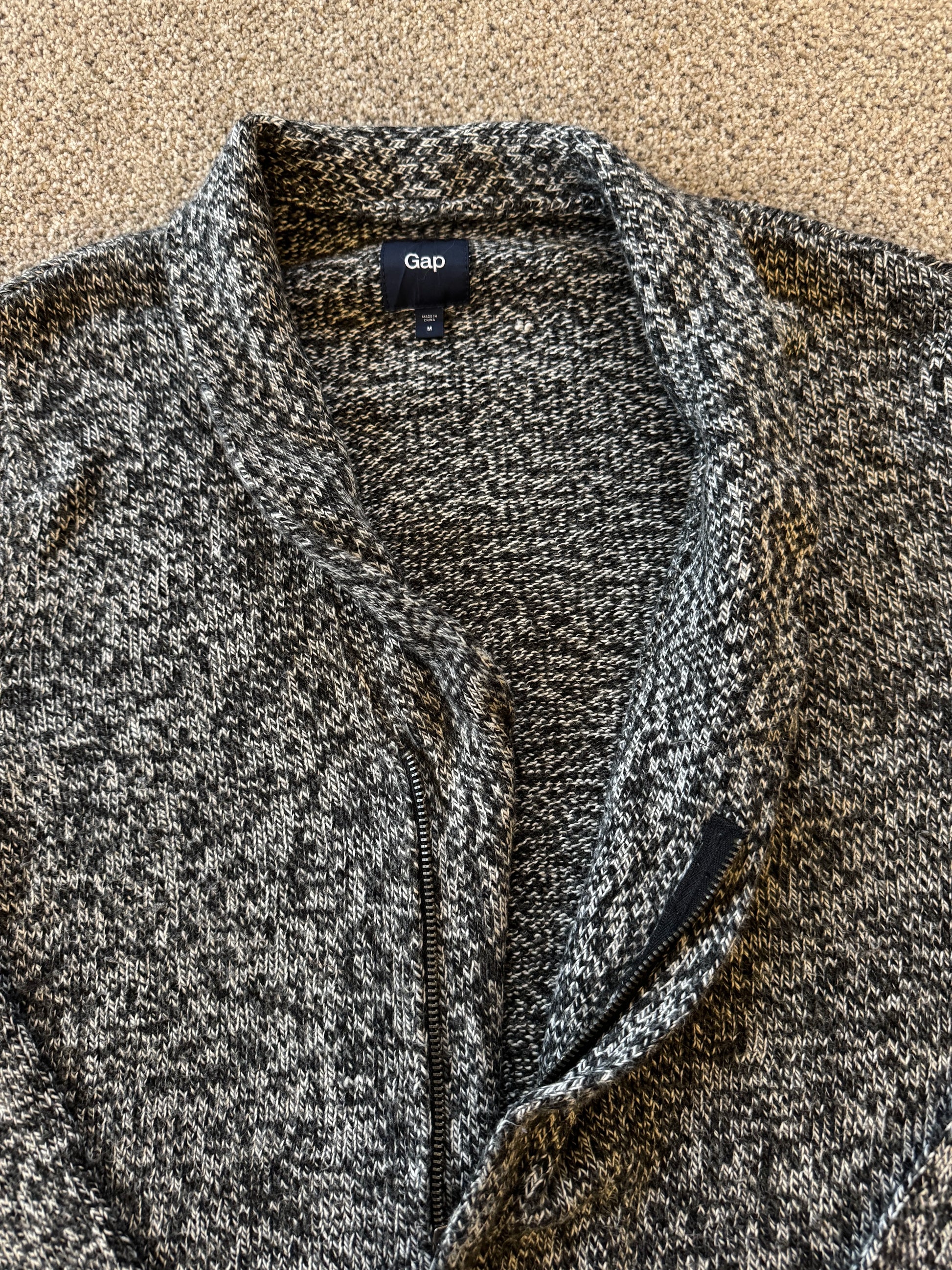 Woman's Medium Gap Grey Knitted Zip Up Jumper