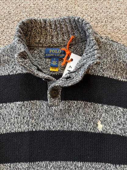 Aged 7 Ralph Lauren Grey Knitted 1/4 Button
