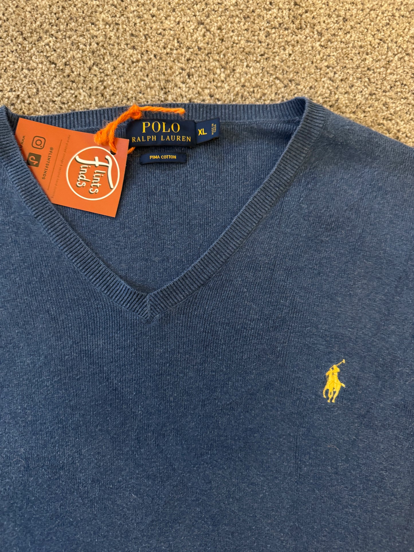 Extra large Ralph Lauren Blue V-Neck Jumper