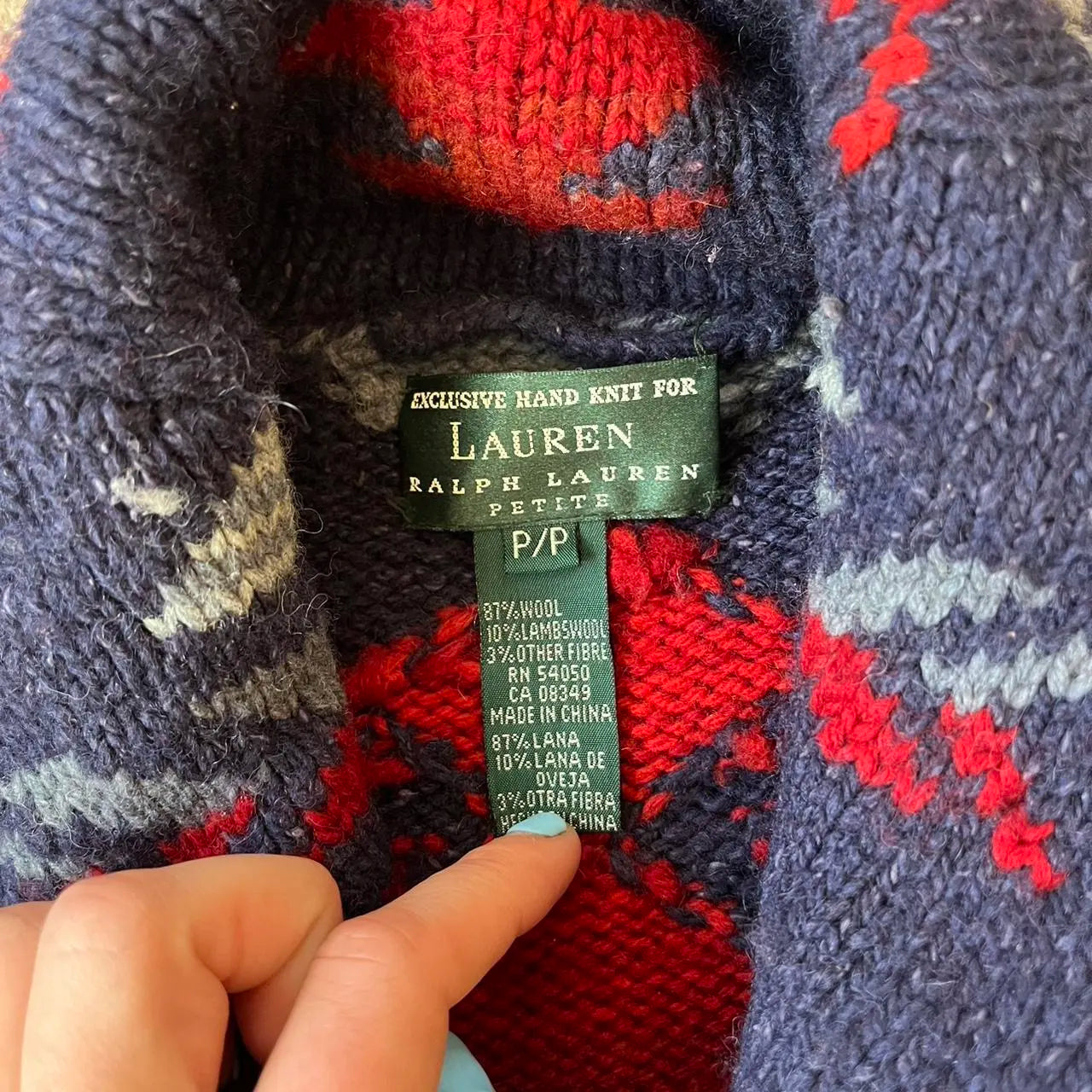 Woman's Petite Ralph Lauren Aztec Southwest Cardigan