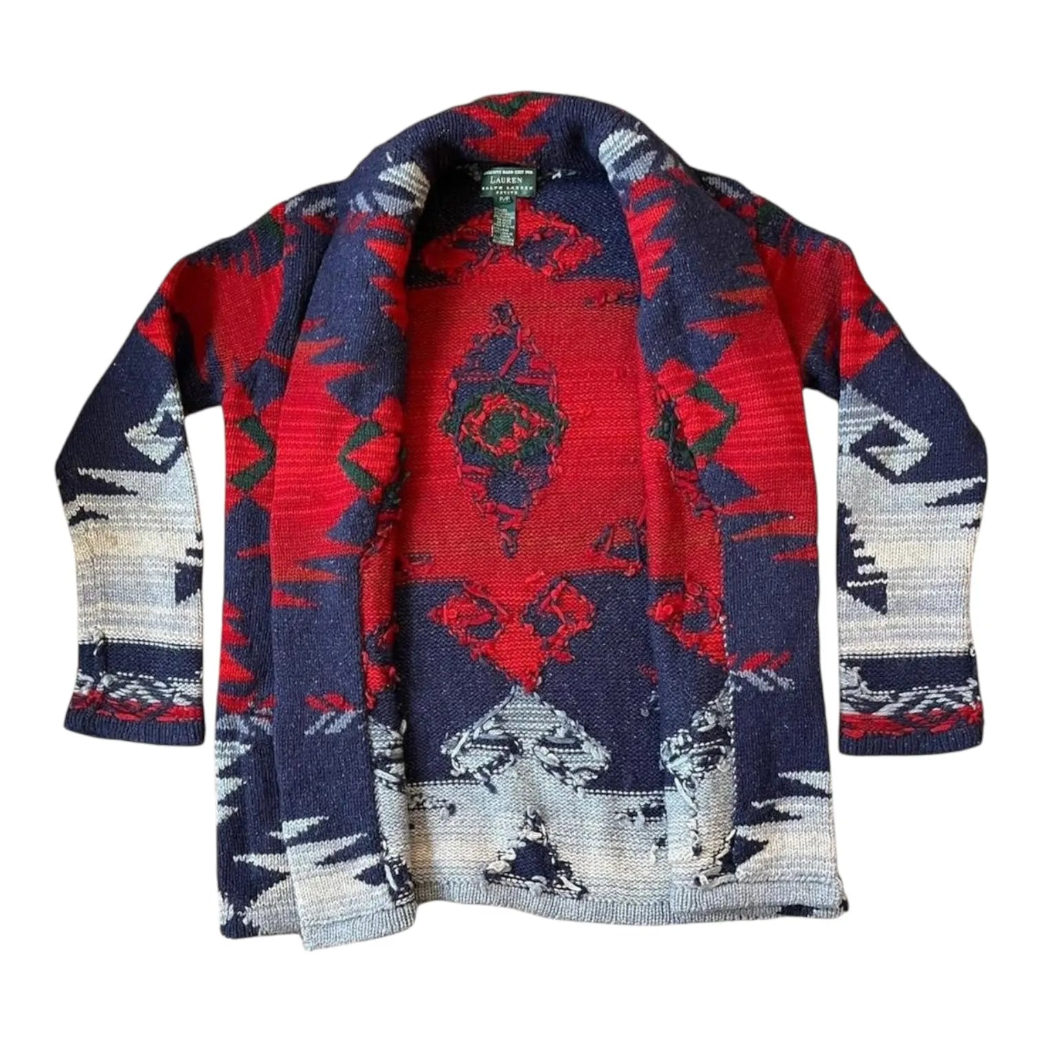 Woman's Petite Ralph Lauren Aztec Southwest Cardigan