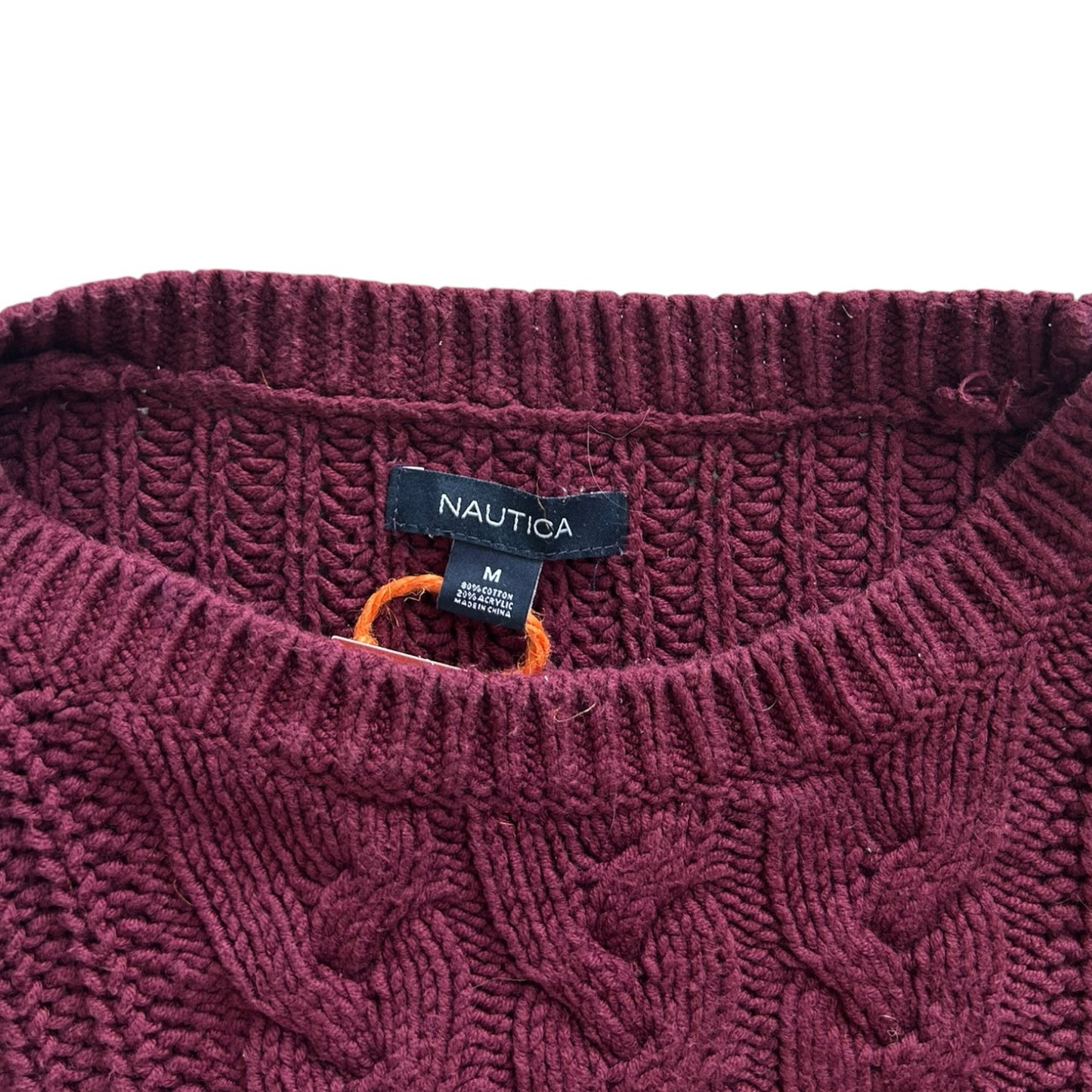 Woman's Medium Nautica Burgundy Red Knitted Ribbed Jumper