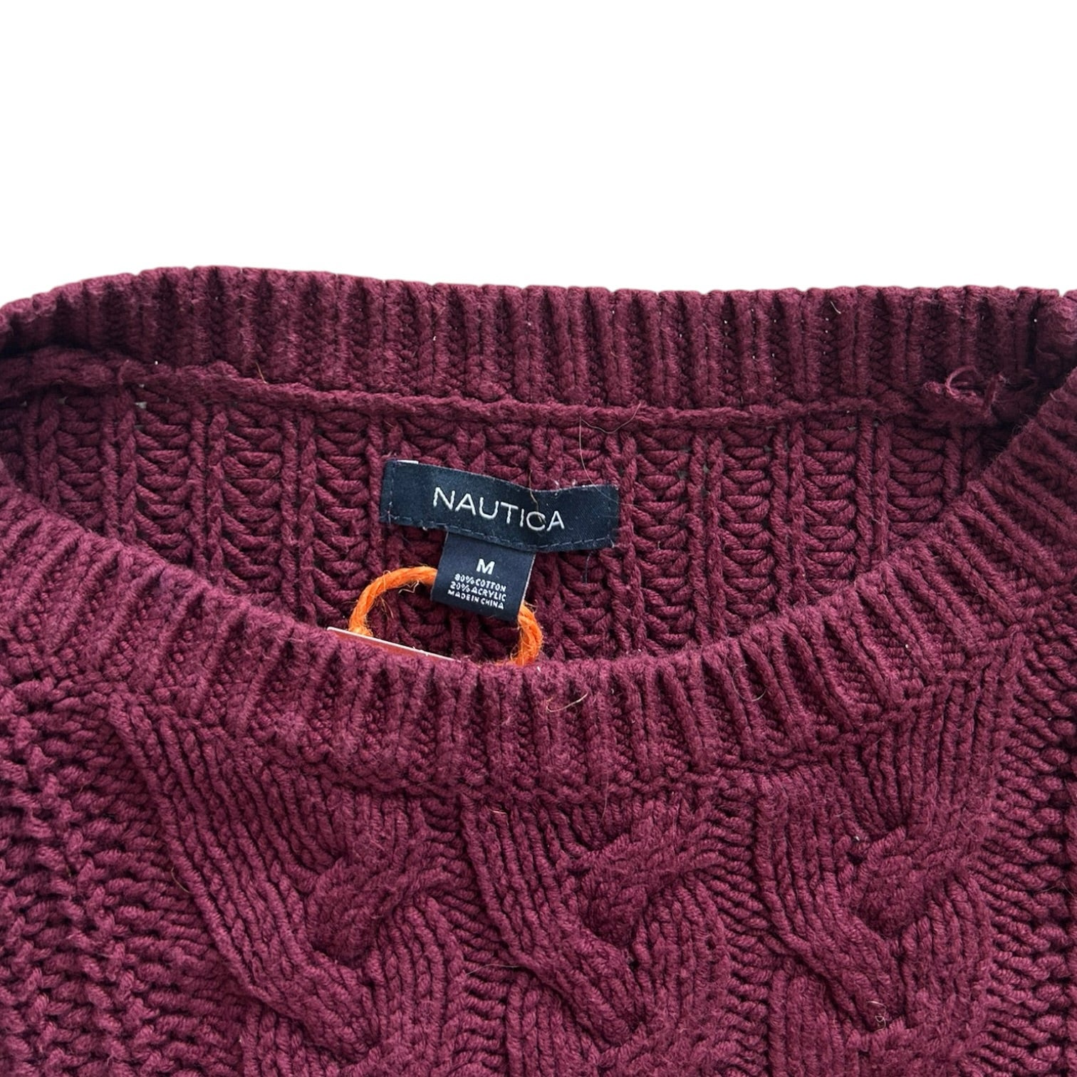 Woman's Medium Nautica Burgundy Red Knitted Ribbed Jumper