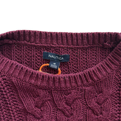 Woman's Medium Nautica Burgundy Red Knitted Ribbed Jumper
