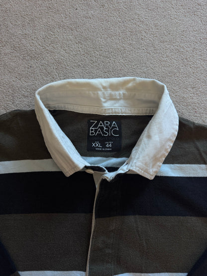 XXL Zara Brown and White Rugby Shirt