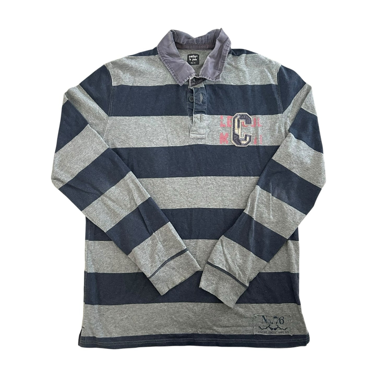 Large Celio Grey and Navy Rugby Shirt