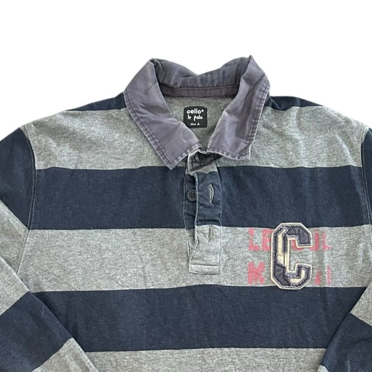 Large Celio Grey and Navy Rugby Shirt