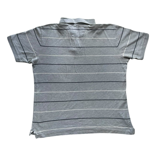 Large Nautica Grey with White and Navy Stripes Polo Shirt