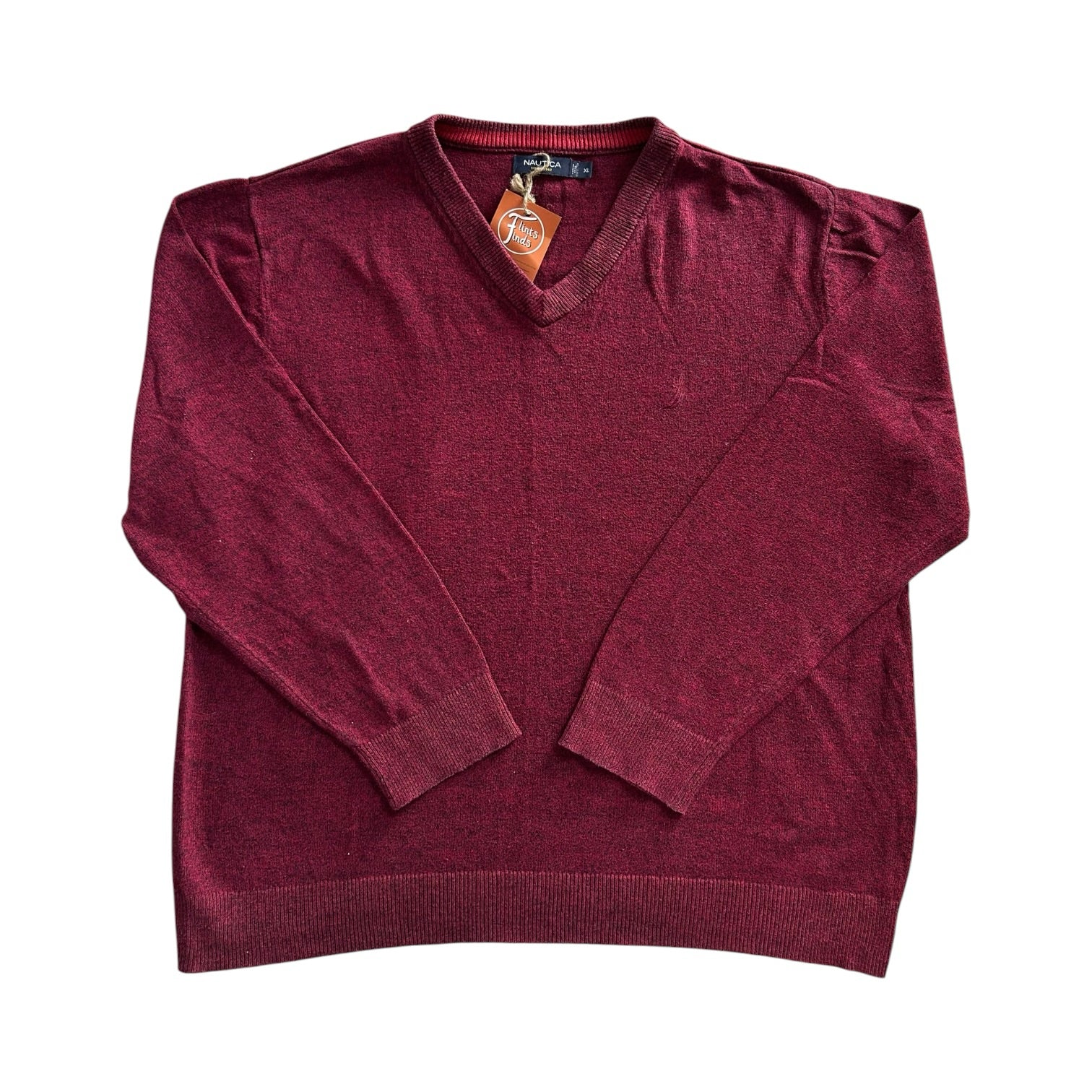 Extra large Nautica Burgundy Red V-Neck Jumper