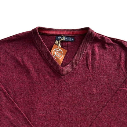 Extra large Nautica Burgundy Red V-Neck Jumper
