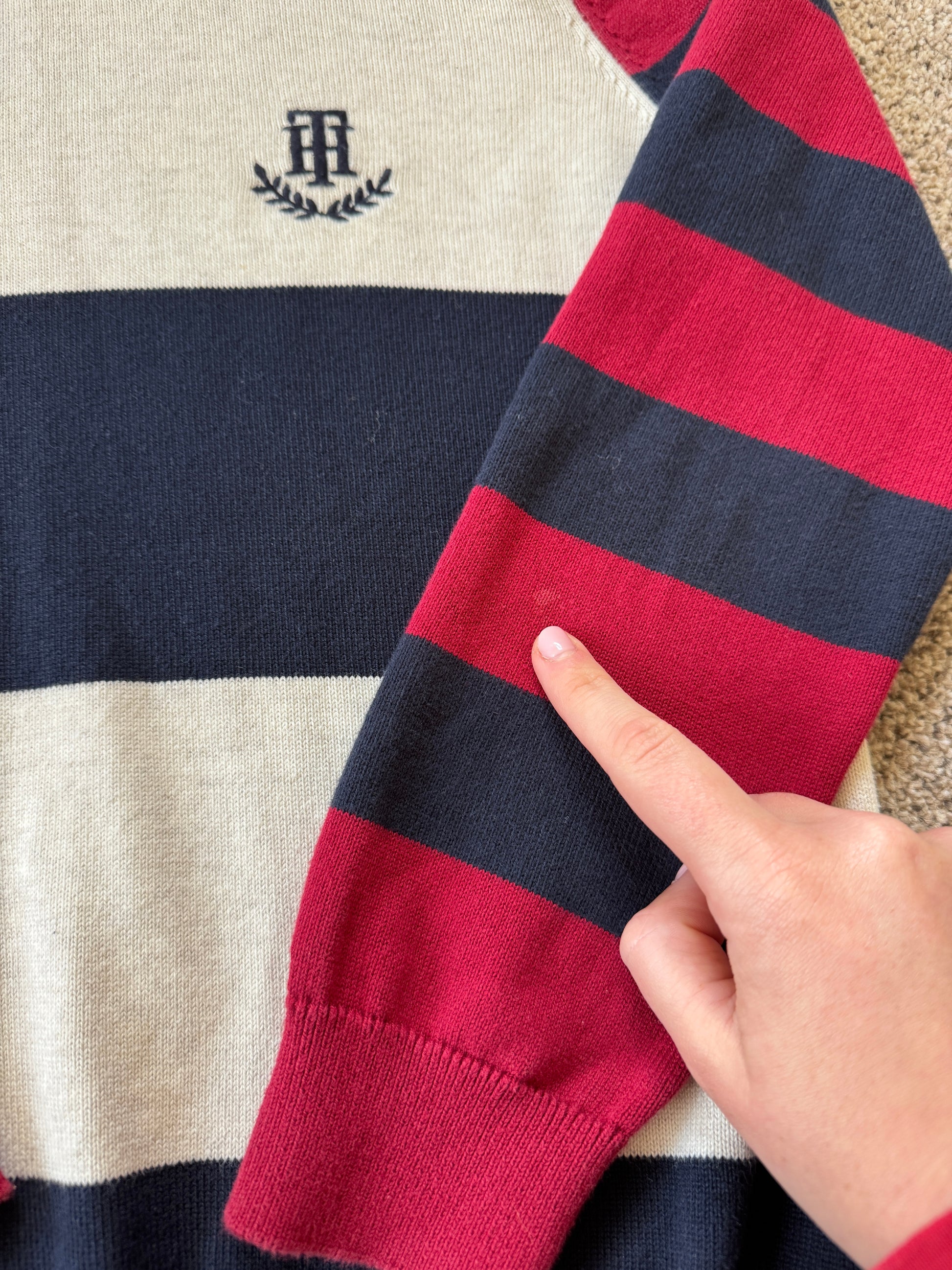 Aged 12-14 Tommy Hilfiger Navy, Red and White Hoodie