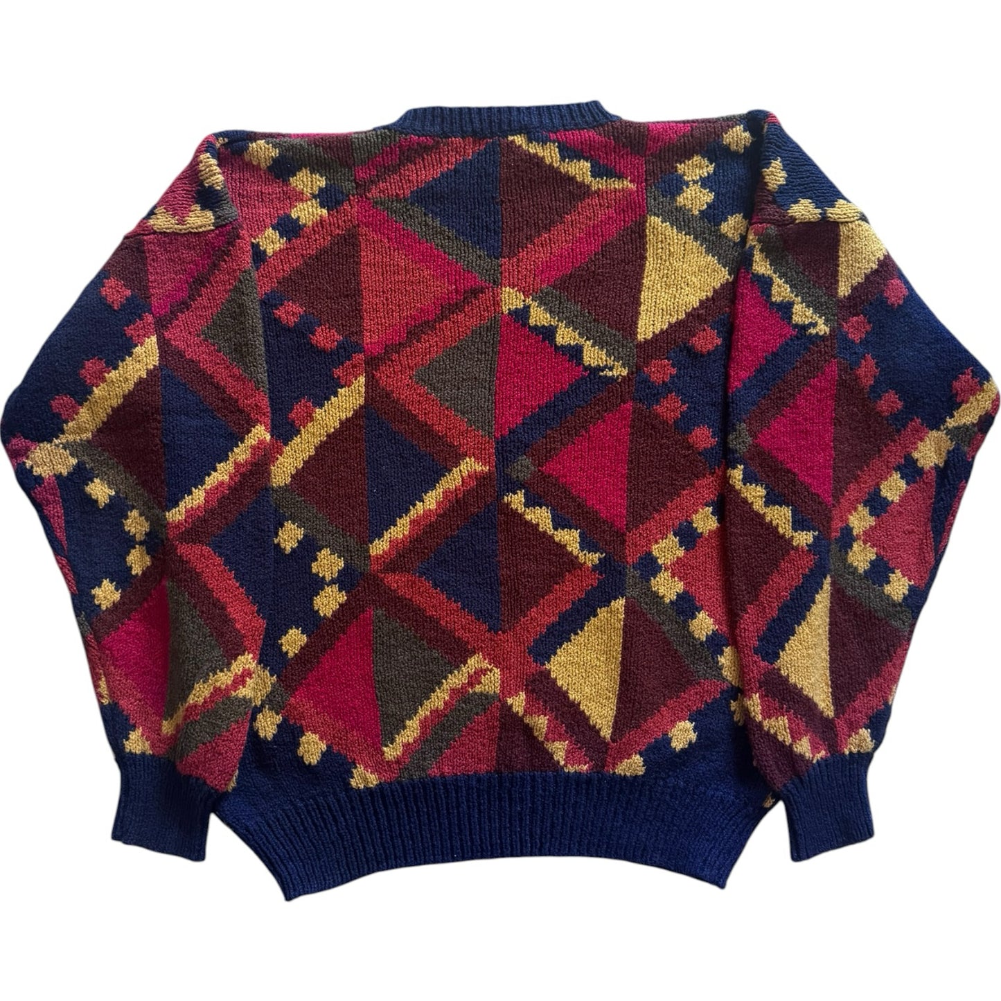 Large British Khaki Multicoloured Funky Knit Jumper
