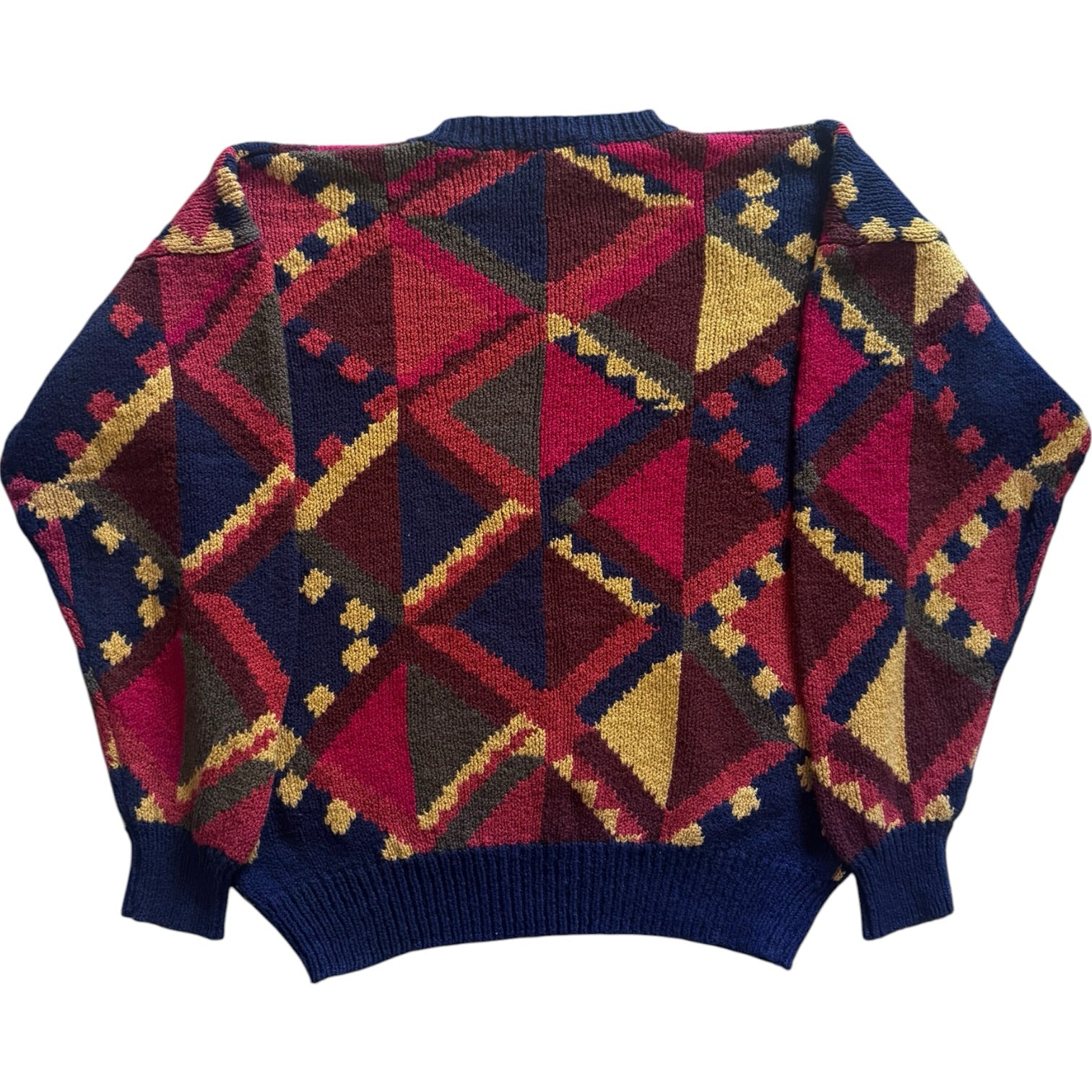 Large British Khaki Multicoloured Funky Knit Jumper