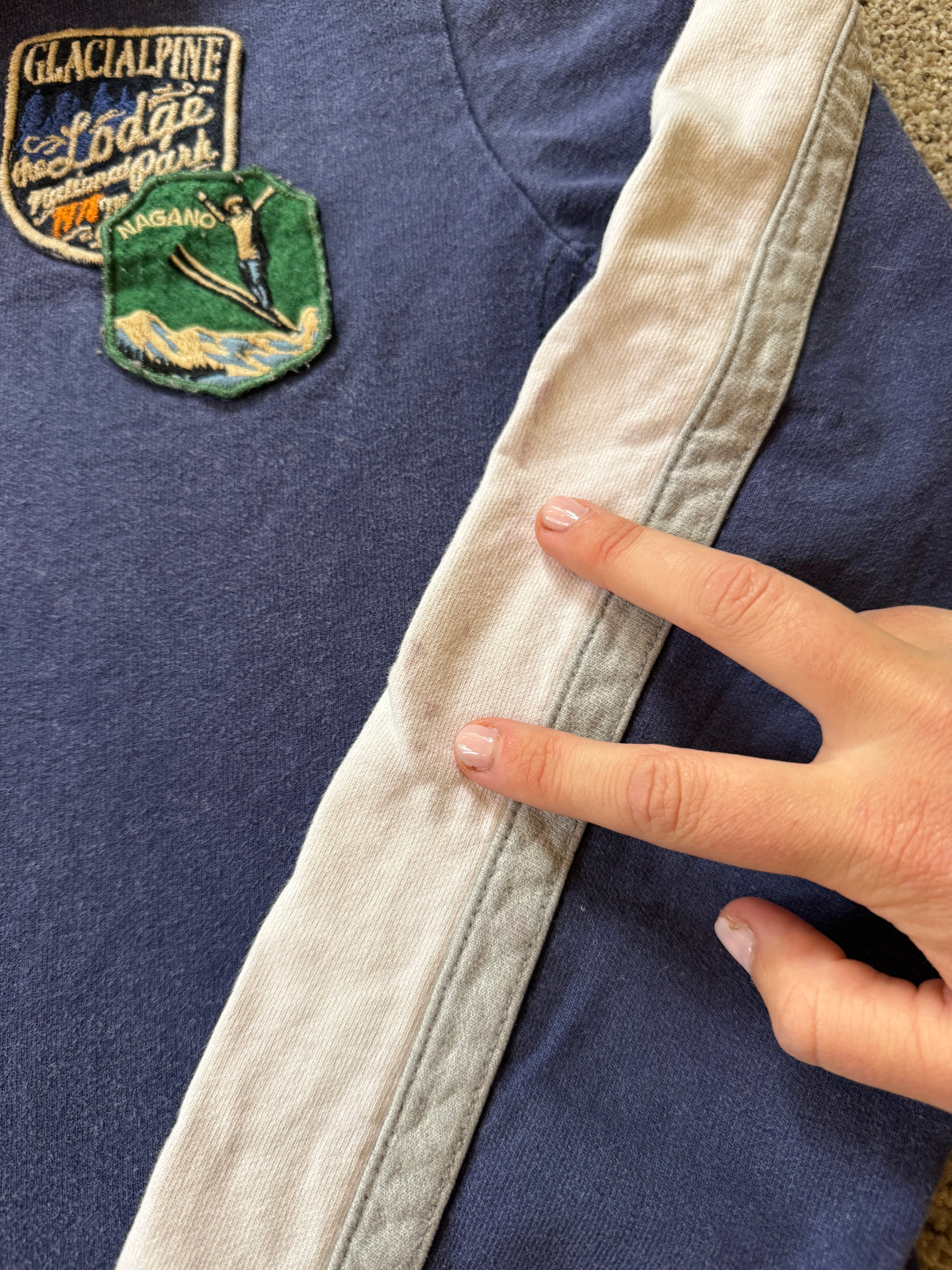 Small Napapijri Blue Glacialpine Lodge Nagano Rugby Shirt
