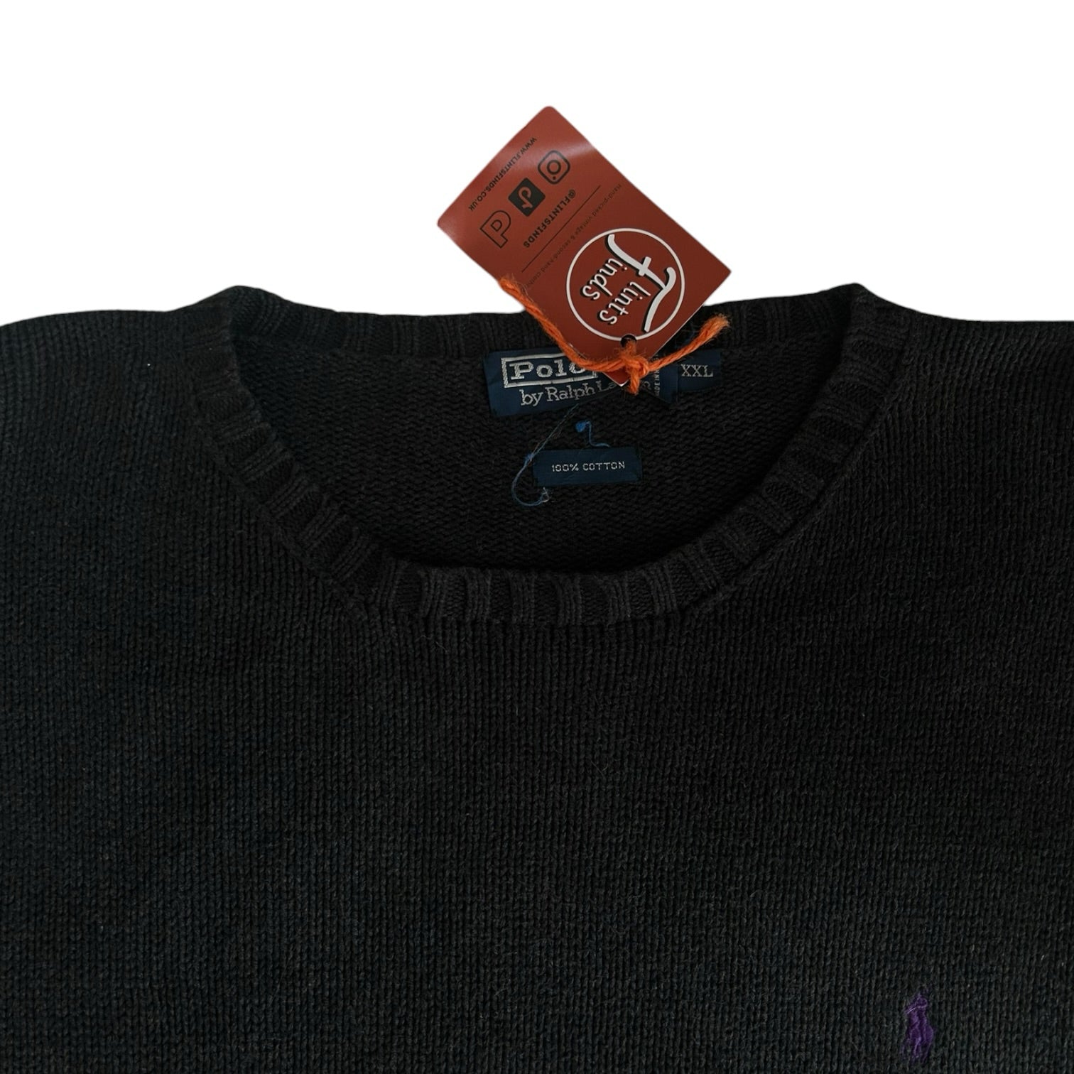 XXL Ralph Lauren Black Knitted Crewneck Jumper