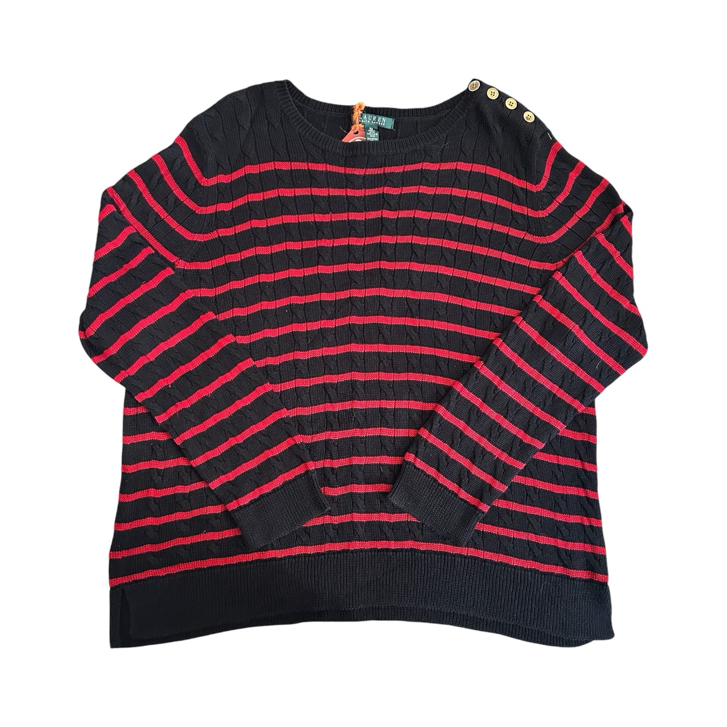 Woman's XXL Ralph Lauren Black and Red Cable Knit Jumper