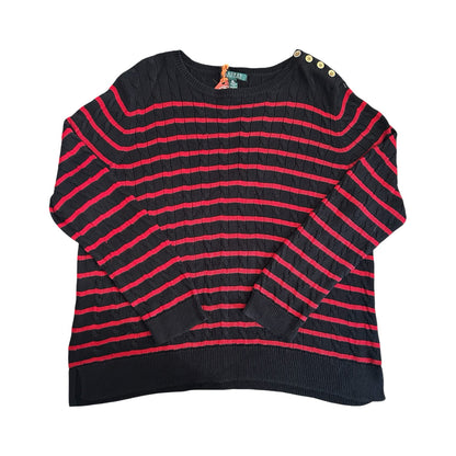 Woman's XXL Ralph Lauren Black and Red Cable Knit Jumper