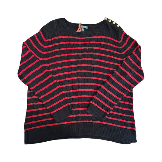 Woman's XXL Ralph Lauren Black and Red Cable Knit Jumper