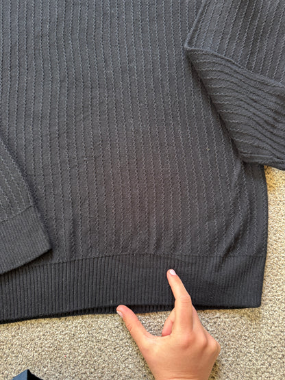 Large Fred Perry Black Knitted Ribbed Jumper