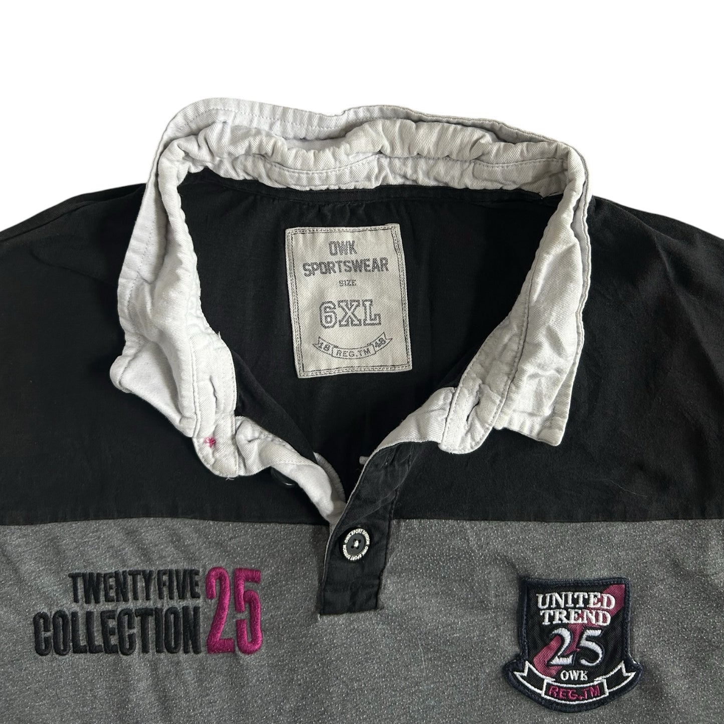 6XL Owk Sportswear Black and Grey Rugby Shirt