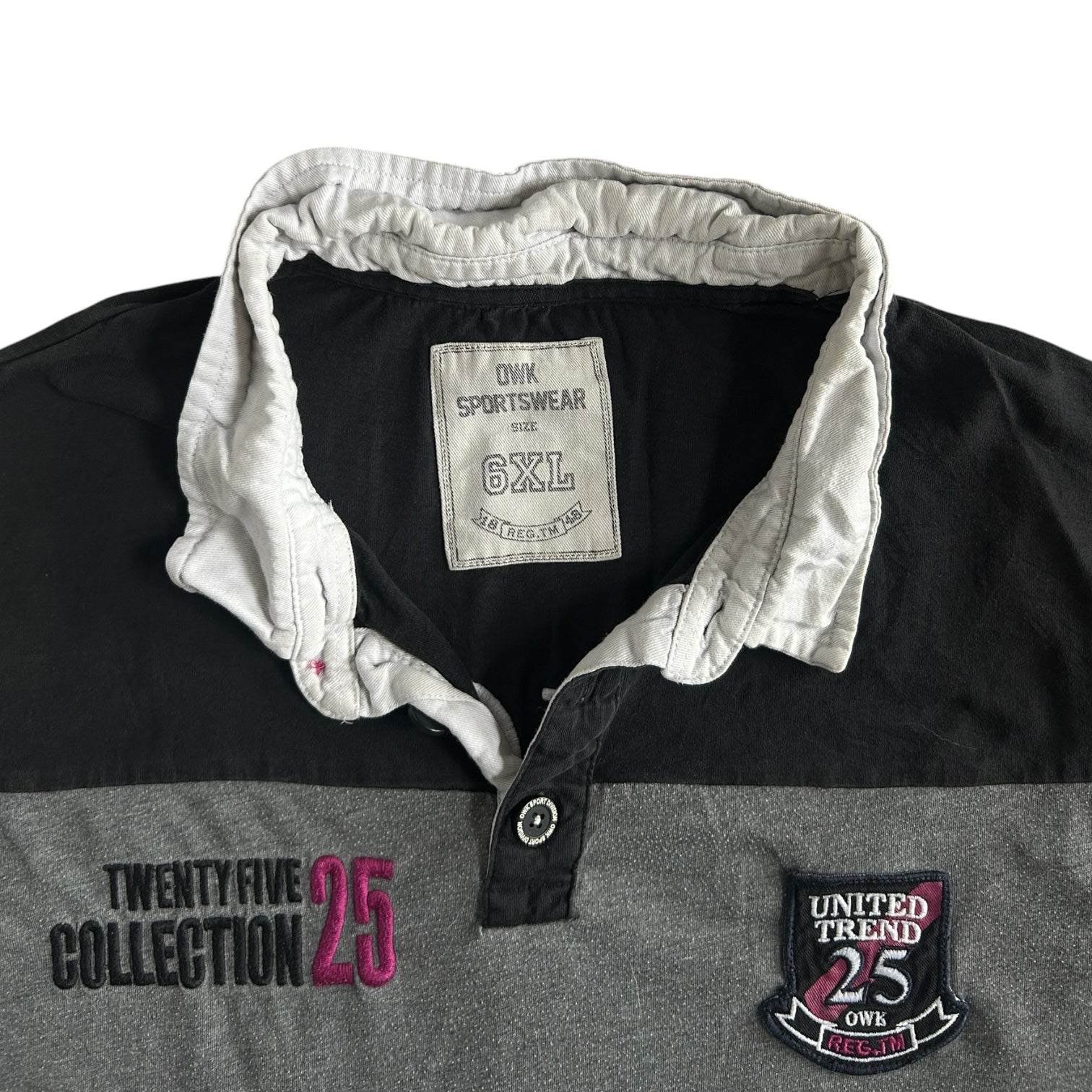 6XL Owk Sportswear Black and Grey Rugby Shirt