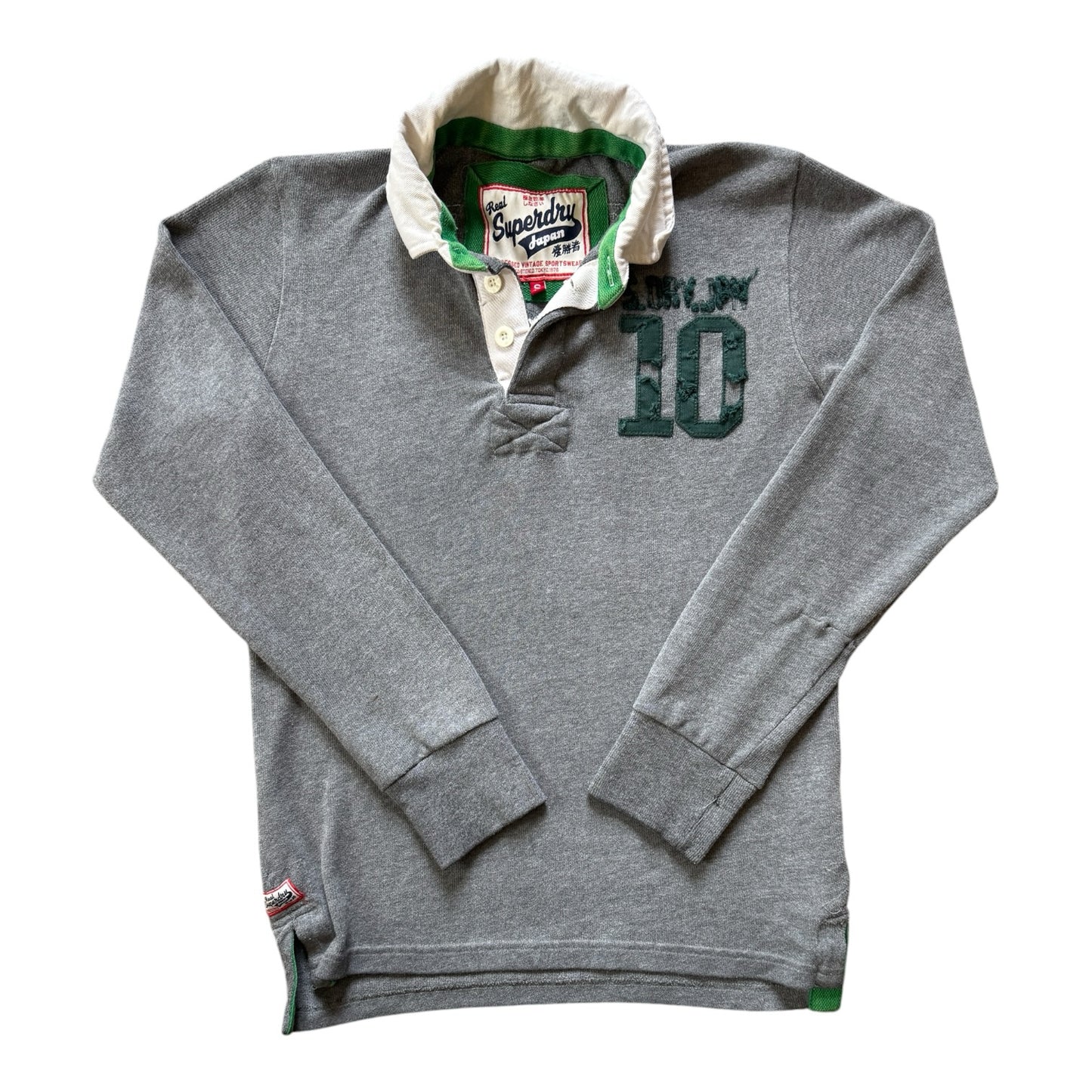 Small Superdry Heavy Weight Grey Rugby Shirt