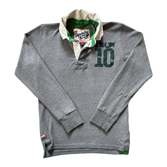 Small Superdry Heavy Weight Grey Rugby Shirt