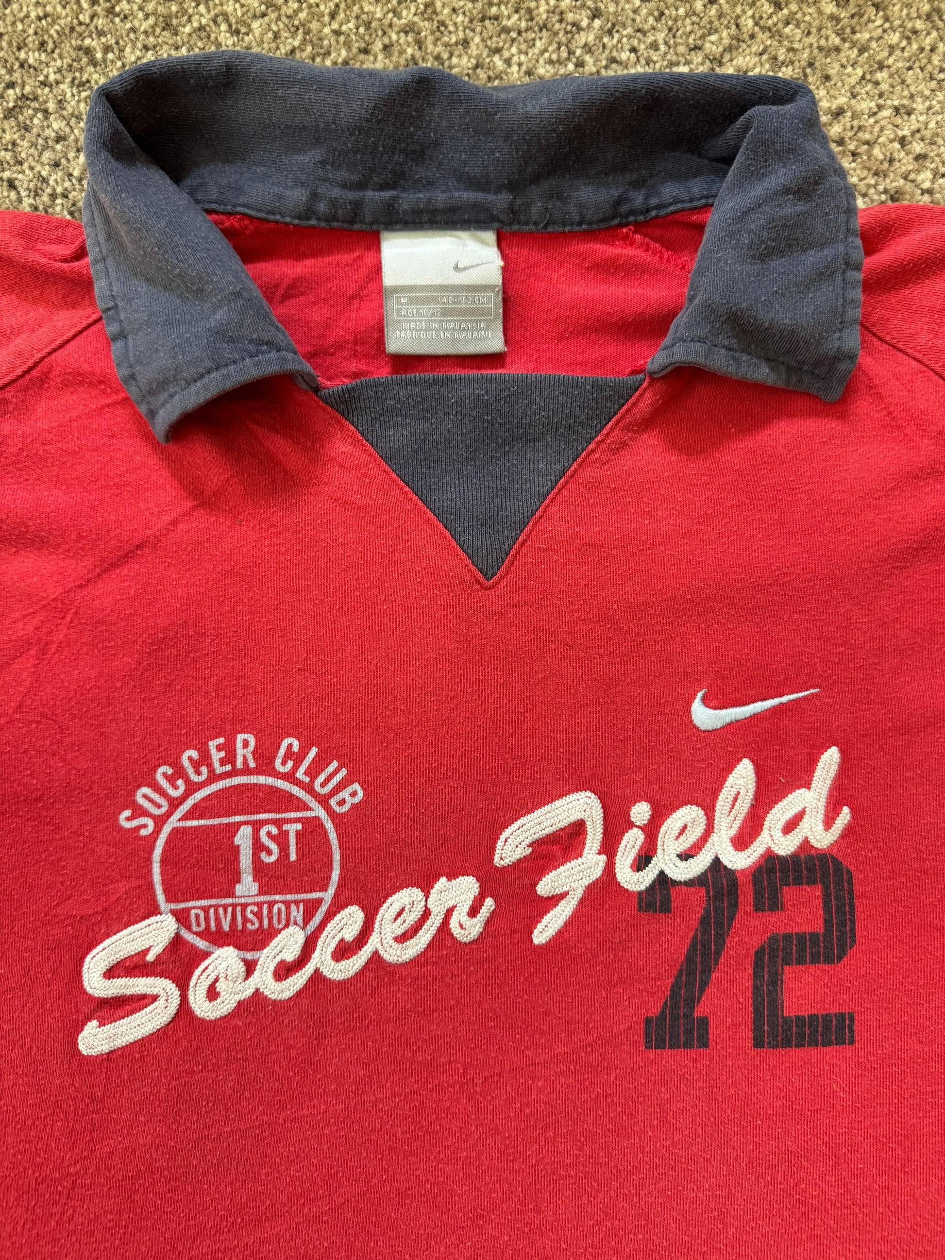 Aged 10-12 Nike Red Soccer Field Polo Shirt