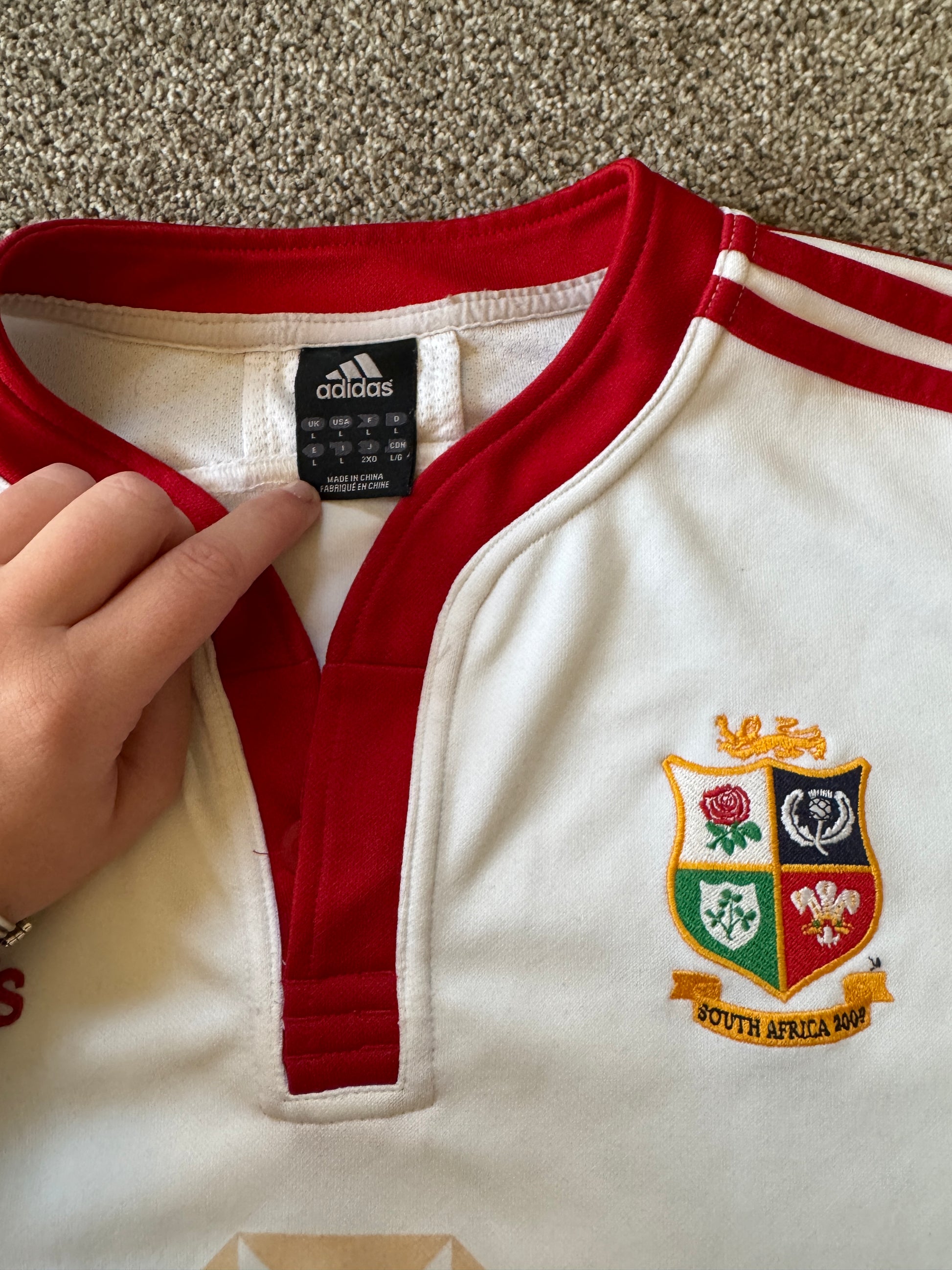 Large Adidas 2009 Lions White Rugby Shirt
