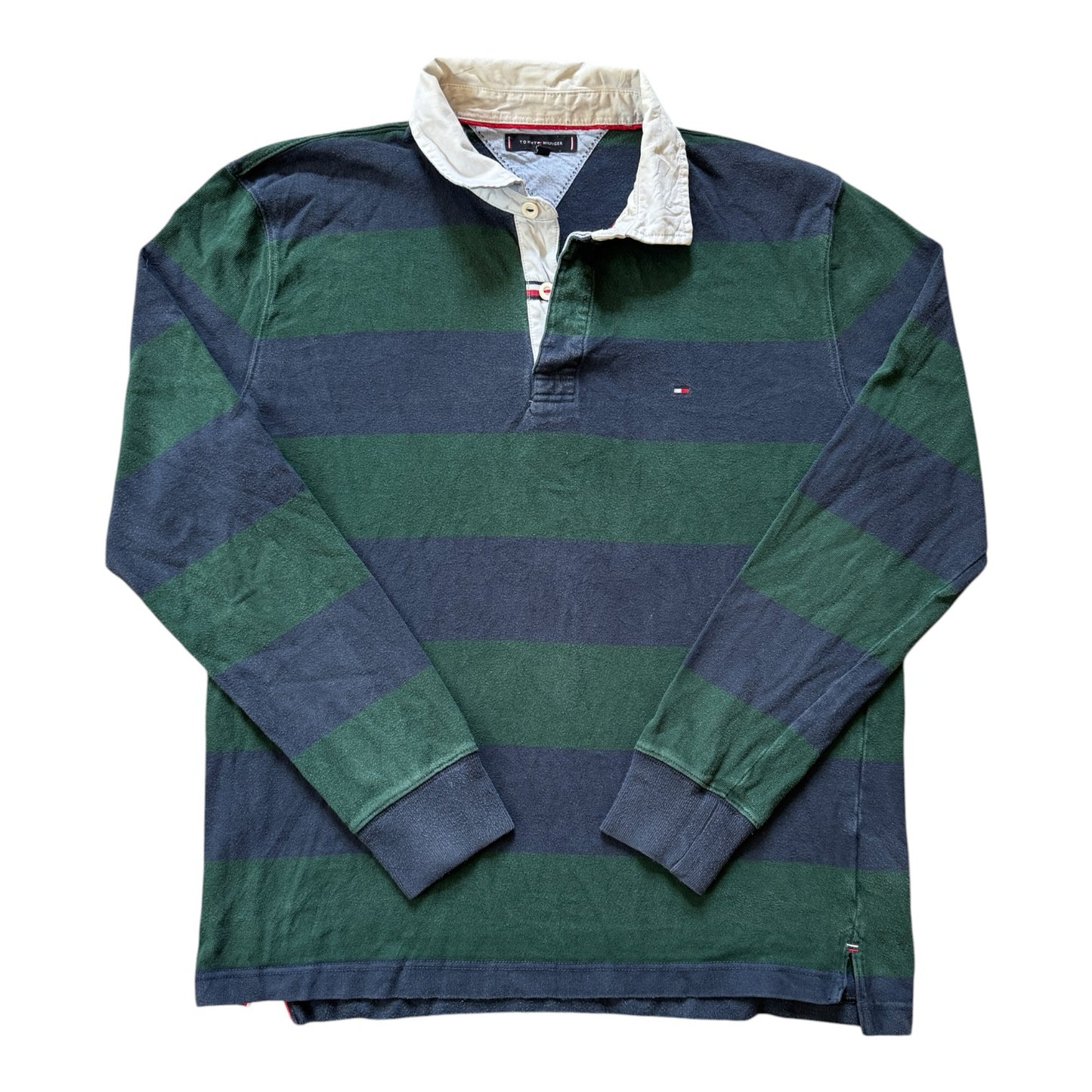 Extra large Tommy Hilfiger Green and Navy Rugby Shirt