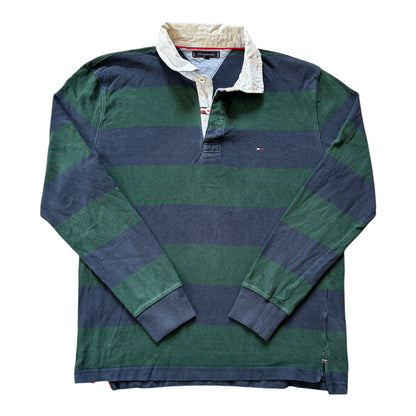 Extra large Tommy Hilfiger Green and Navy Rugby Shirt