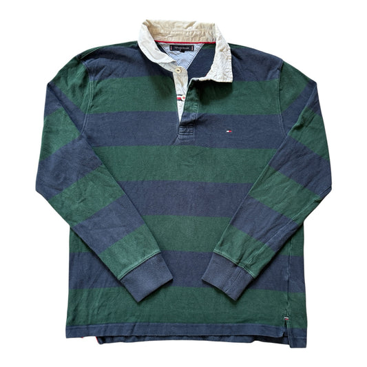 Extra large Tommy Hilfiger Green and Navy Rugby Shirt