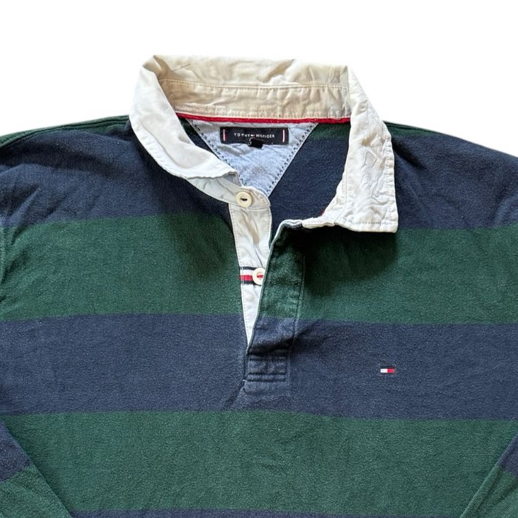 Extra large Tommy Hilfiger Green and Navy Rugby Shirt
