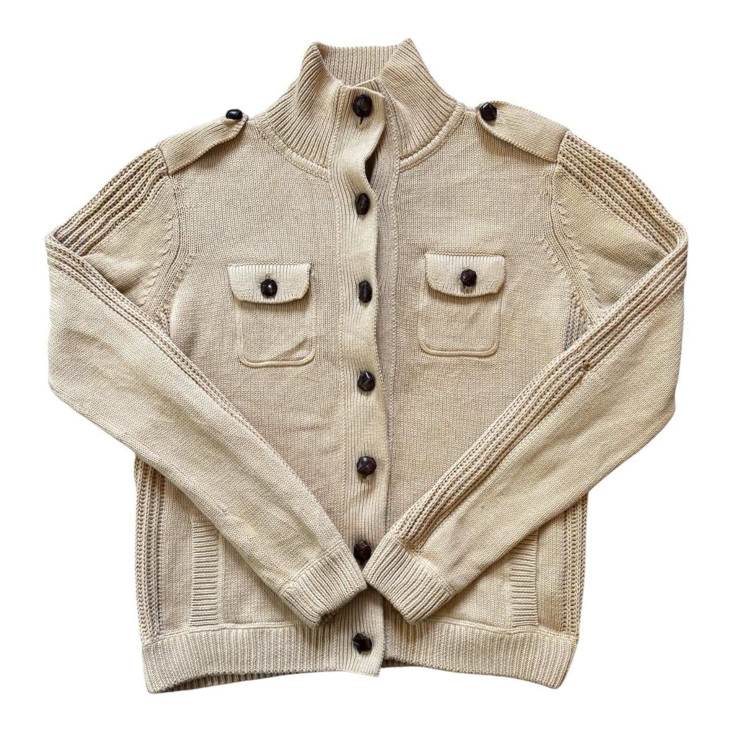 Woman's Large Ralph Lauren Beige Military Style Cardigan