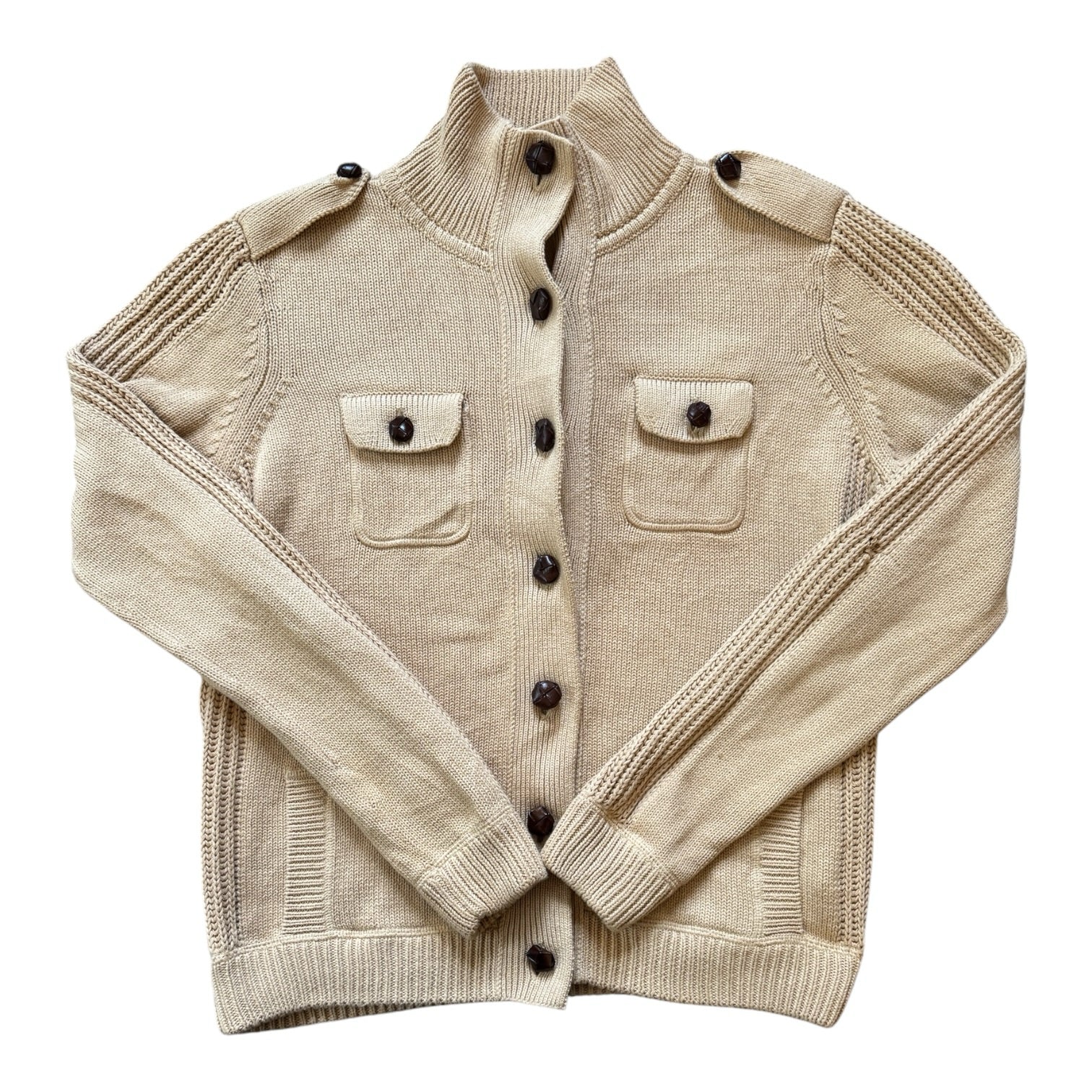 Woman's Large Ralph Lauren Beige Military Style Cardigan
