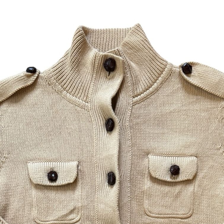 Woman's Large Ralph Lauren Beige Military Style Cardigan