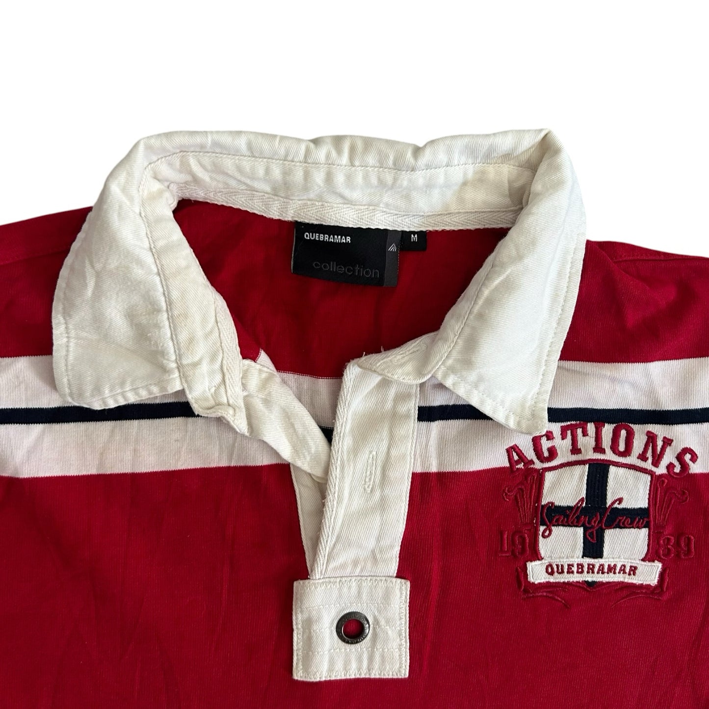 Medium Quebramar Red and White Striped Rugby Shirt