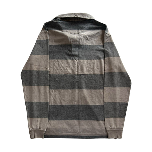 Medium Zara Man Grey and Beige Rugby Shirt