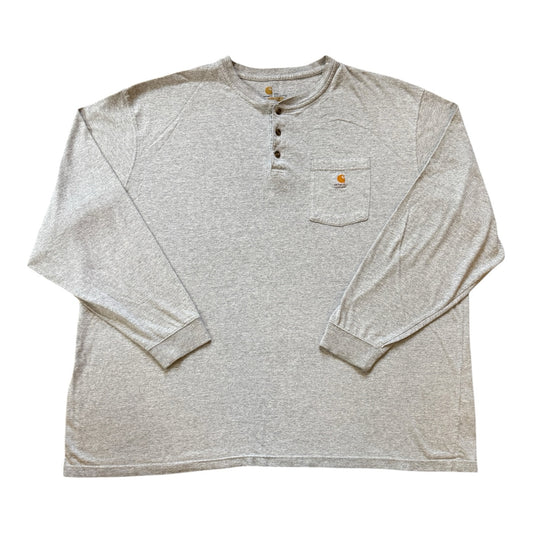 4XL Carhartt Grey Henley Long Sleeved T-Shirt