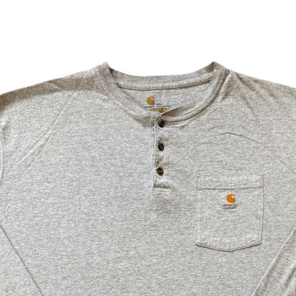 4XL Carhartt Grey Henley Long Sleeved T-Shirt
