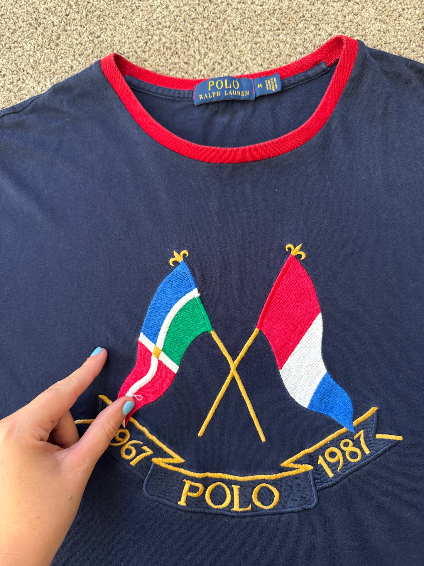 Medium Ralph Lauren Navy Cross Flags T-Shirt