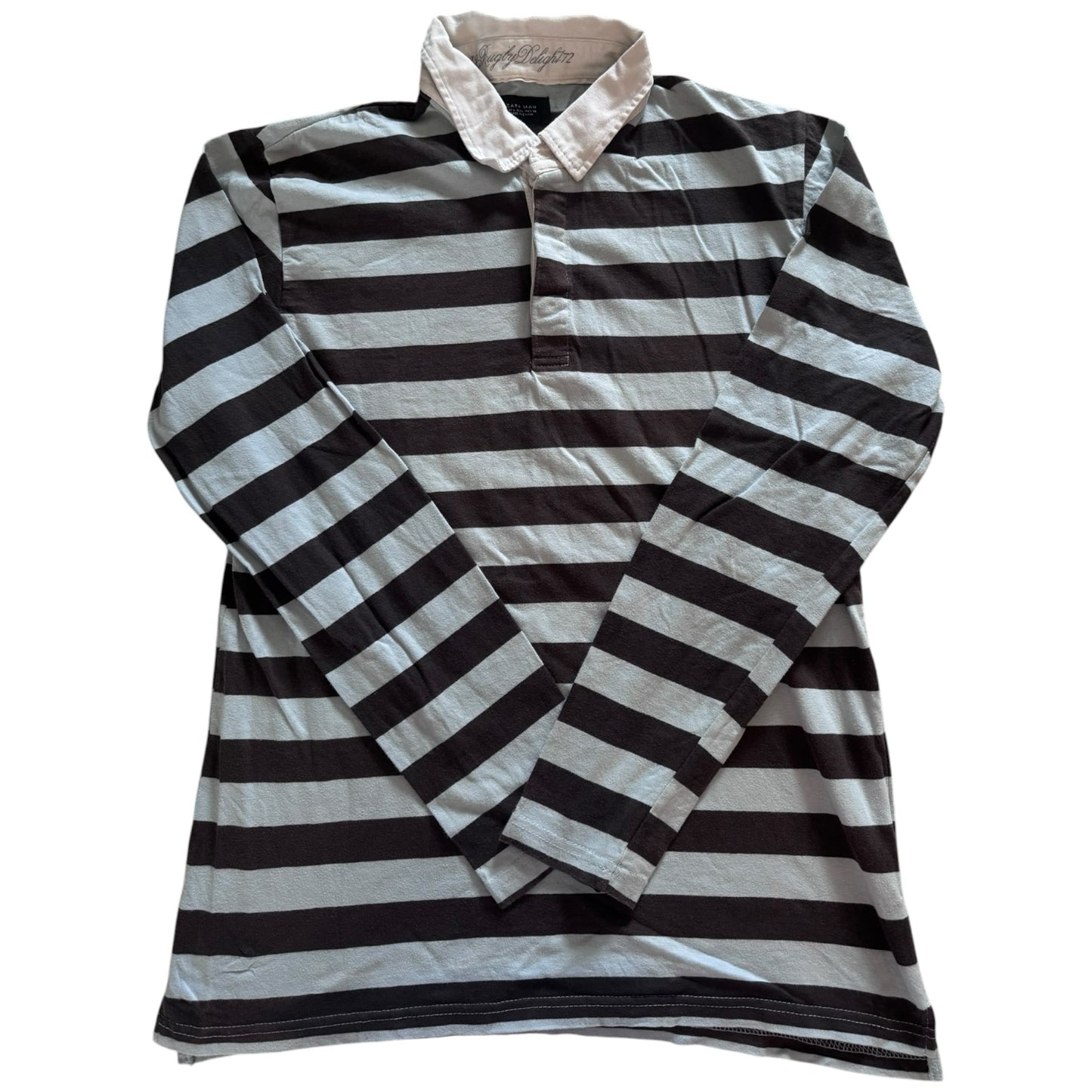 Large Zara Brown and Blue Rugby Shirt