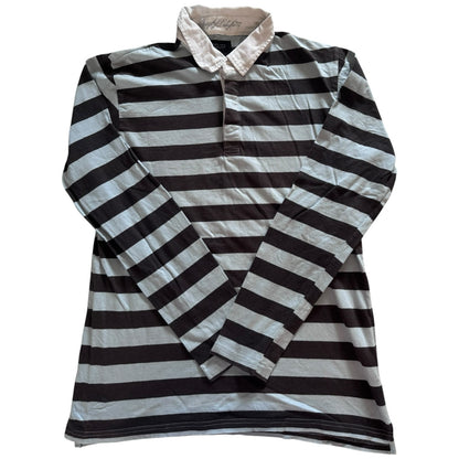 Large Zara Brown and Blue Rugby Shirt