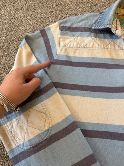 Large Gant Blue Striped Rugby Shirt - Marked