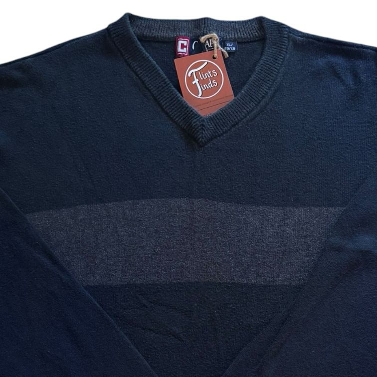 Extra large Chaps Navy and Grey V-Neck Jumper