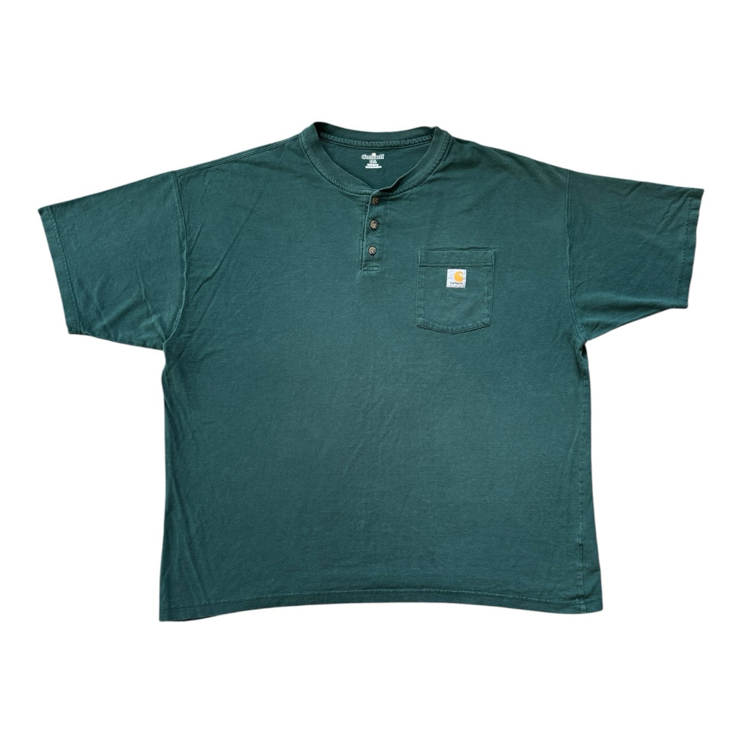 XXL Carhartt Green Henley Pocket T-Shirt