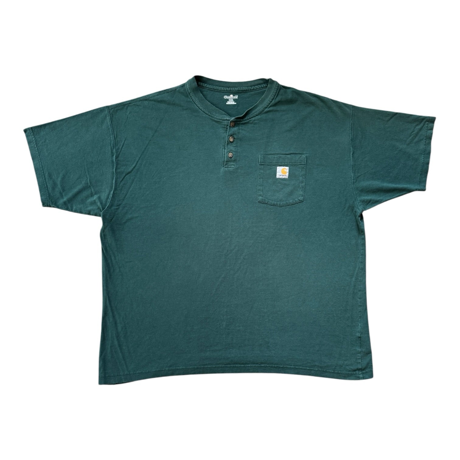 XXL Carhartt Green Henley Pocket T-Shirt