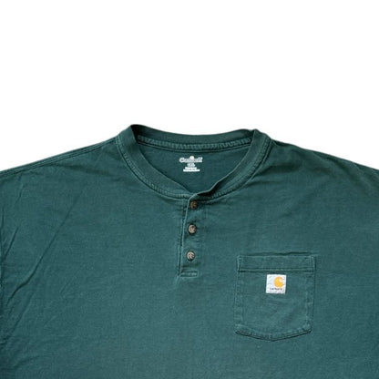 XXL Carhartt Green Henley Pocket T-Shirt