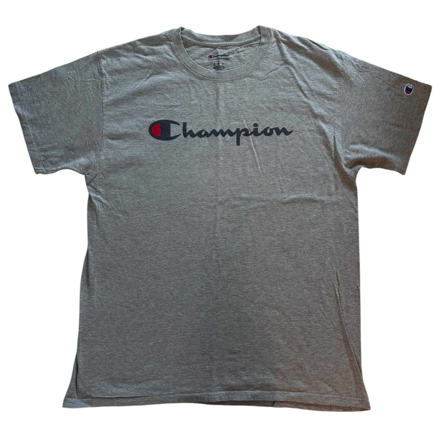 Large Champion Grey Spellout T-Shirt